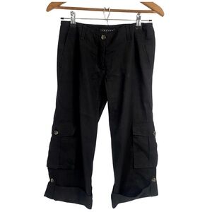 Theory Black Linen Cargo Capris 2